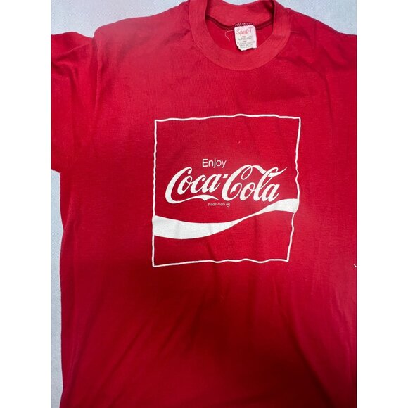 Vintage 1980 Single Stitch Coca-Cola Olympics Red T-Shirt Large - Picture 2 of 6